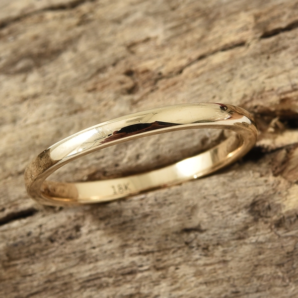 18K Yellow Gold 2mm Plain Wedding Band Ring, Gold Wt. 1.97 gms