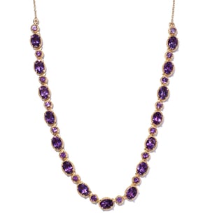 Amethyst Necklace (Size - 18 With 2 Inch Extender) in 14K Gold Overlay Sterling Silver, Silver Wt 12
