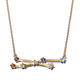 Diamond and Multi Gemstones Necklace (Size 18 With 2 Inch Extender) ) in 14K Gold Overlay Sterling S