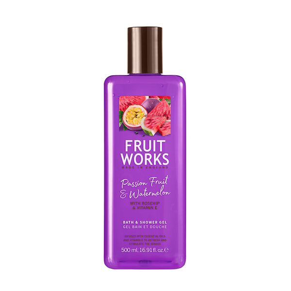 FruitWorks: Passion Fruit & Watermelon Bath & Shower Gel (With Rosehip and Vitamin E) - 500ml