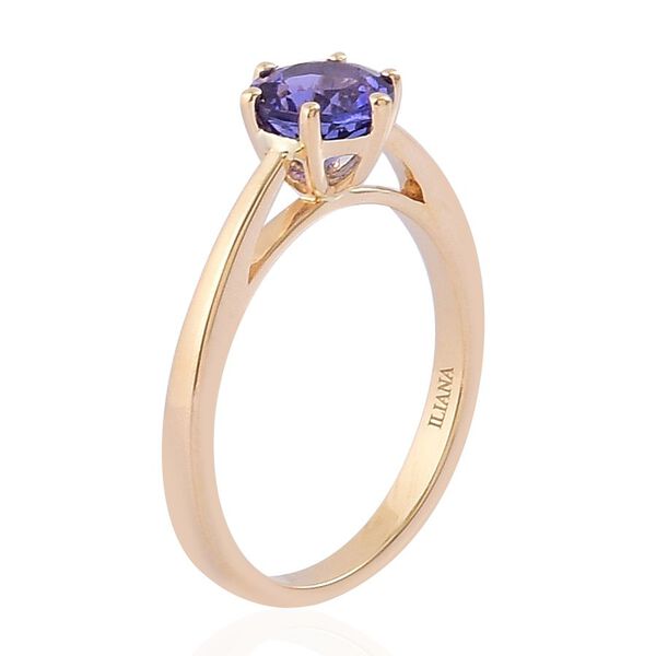 ILIANA 18K Y Gold AAA Tanzanite (Rnd) Solitaire Ring 1.000 Ct ...