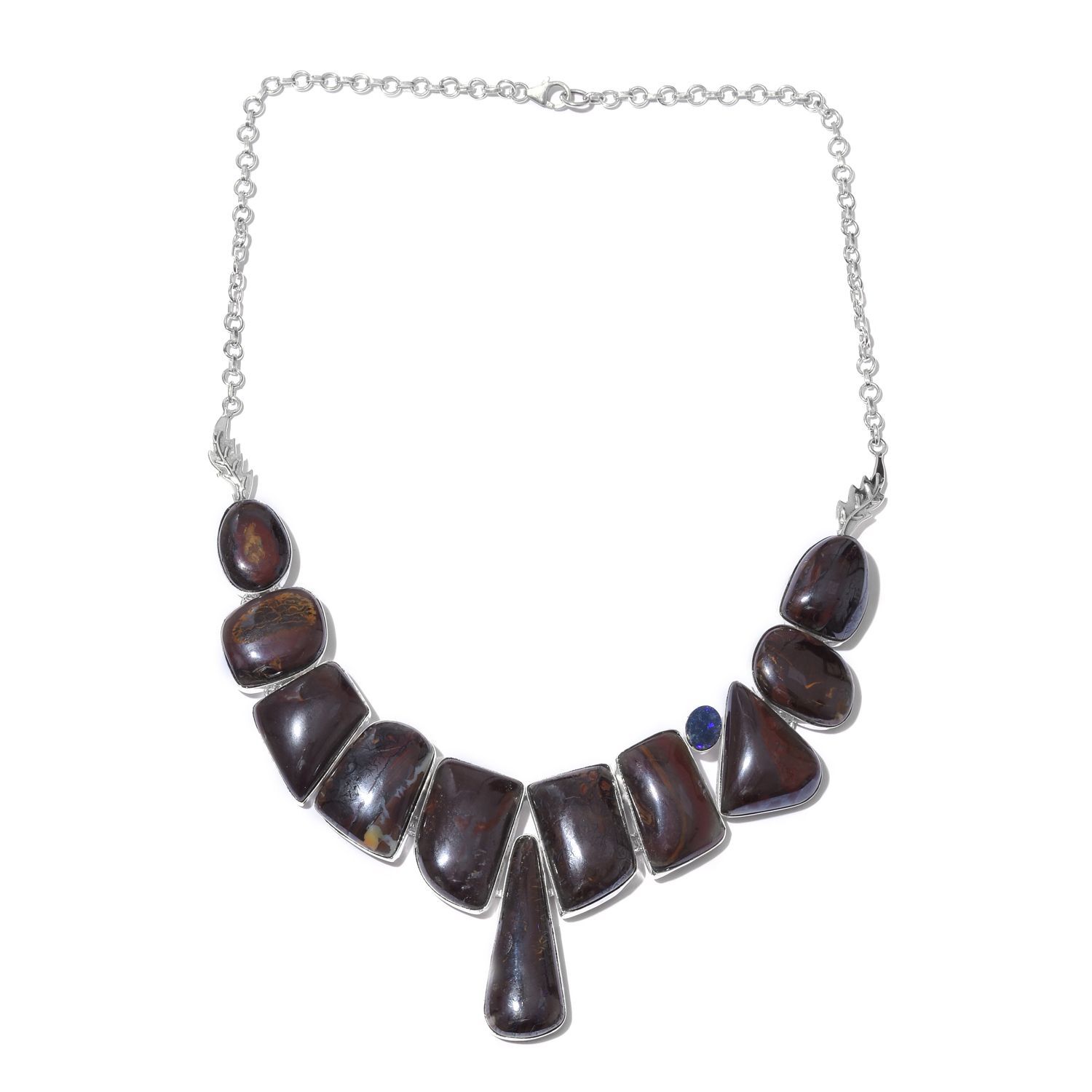 One Off A Kind- Australian Boulder Opal Rock and Opal Double Necklace (Size 18) in Sterling Silver 3