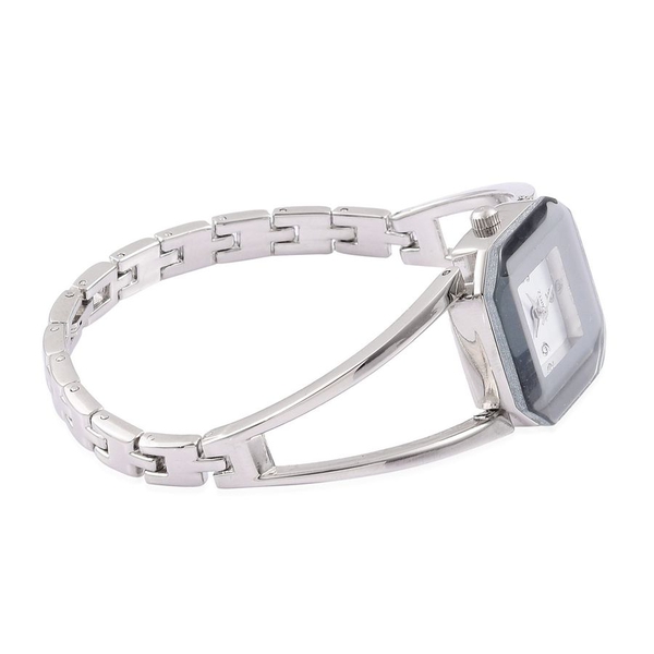 STRADA Japanese Movement White Dial Water Resistant Watch in Silver Tone with Stainless Steel Back and Chain Strap