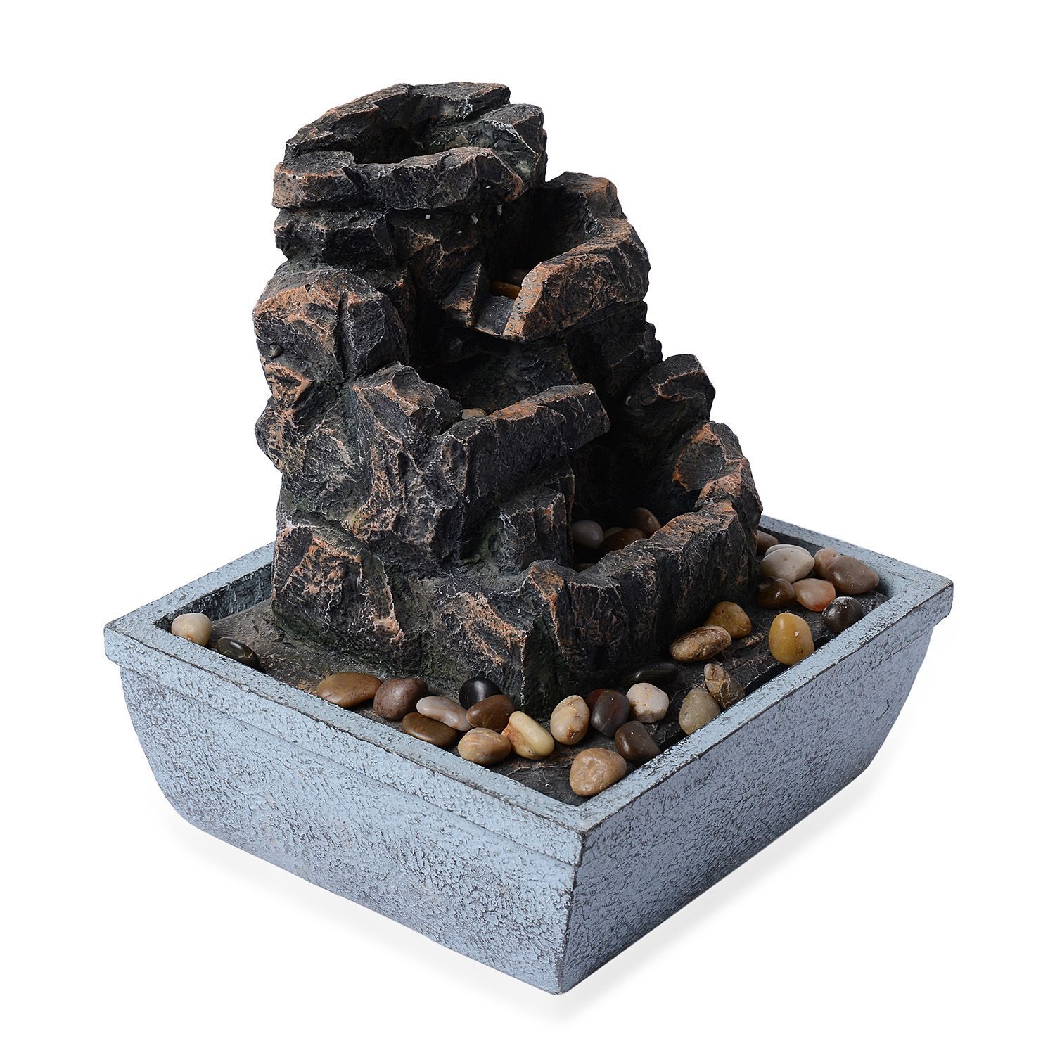 (Option-1) Home Decor - Rock and Pebbles Water Fountain with Electric Fitting