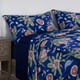 4 Piece Set - Digital Floral Printed Comforter (Size 225x220cm), Fitted Sheet (Size 190x140cm) and 2 Pillowcase (Size 70x50cm) - Navy (Double)