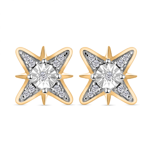 Diamond Star Stud Earrings (With Push Back) in Vermeil 18K Gold Plated Sterling Silver