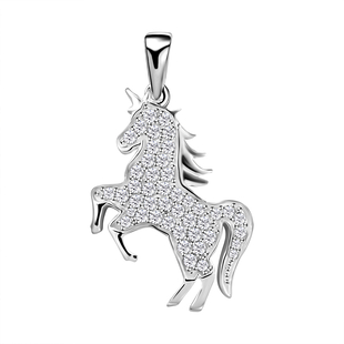 ELANZA Simulated Diamond Horse Pendant in Sterling Silver