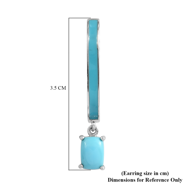 Arizona Sleeping Beauty Turquoise Enamelled Earrings (with Clasp) in Platinum Overlay Sterling Silver 1.90 Ct, Silver Wt. 5.72 Gms