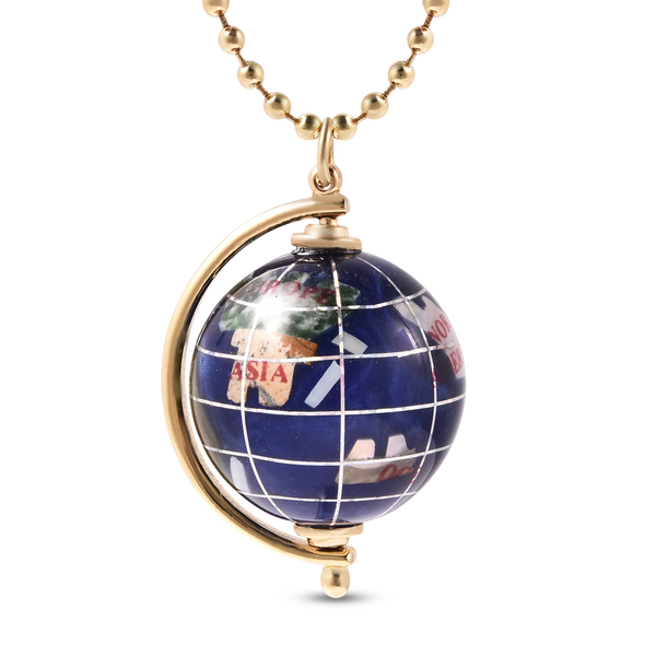 Multi Gemstones and White Shell Pearl Globe Necklace (Size 26 With 3 Inch Extender) in Yellow Gold T