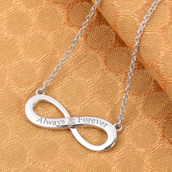 Personalised Engraved Infinity Necklace in Silver