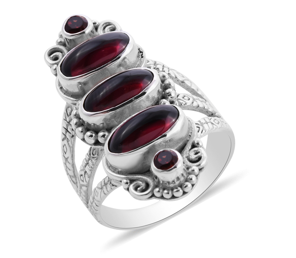 Sajen Silver GEM HEALING Collection- Mozambique Garnet Ring in Sterling Silver 6.03 Ct.