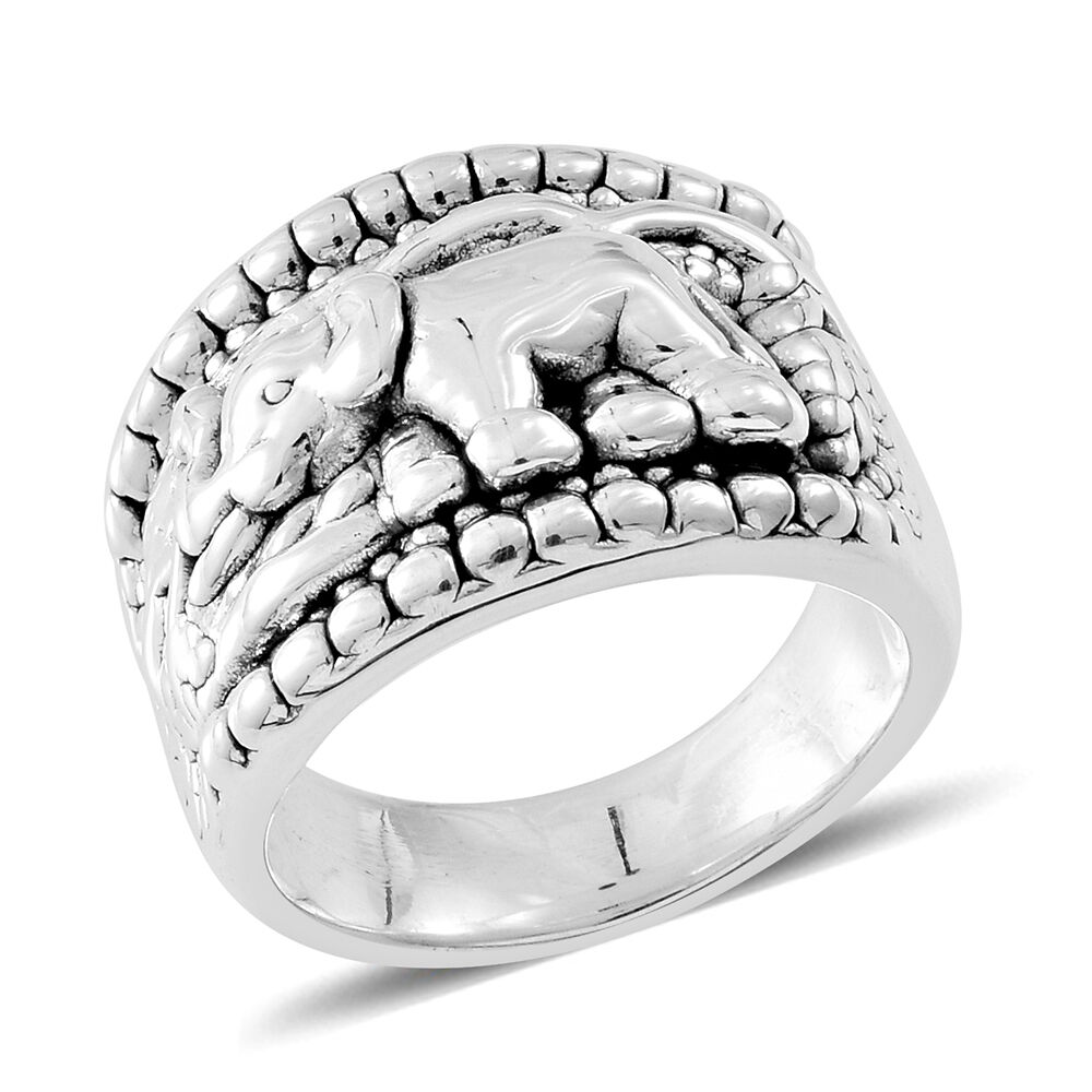 Vicenza Collection-Sterling Silver Elephant Band Ring, Silver wt. 6.00 Gms.