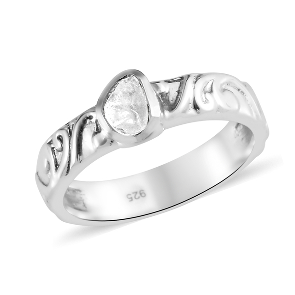 Polki Diamond Ring in Sterling Silver 0.33 Ct, Silver wt. 6.60 Gms