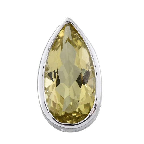 Natural Ouro Verde Quartz (Pear) Solitaire Pendant in Platinum Overlay Sterling Silver 3.750 Ct.