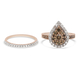 Set of 2 - 9K Rose Gold SGL Certified Champagne (1.00 Cts) and White Diamond (0.50 Cts) ( I3/G-H) Ri