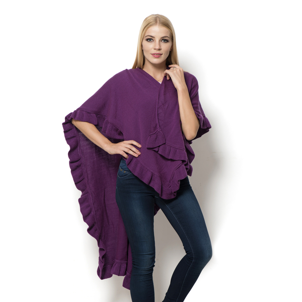 Purple Colour Ruana (Size 100x80 Cm)