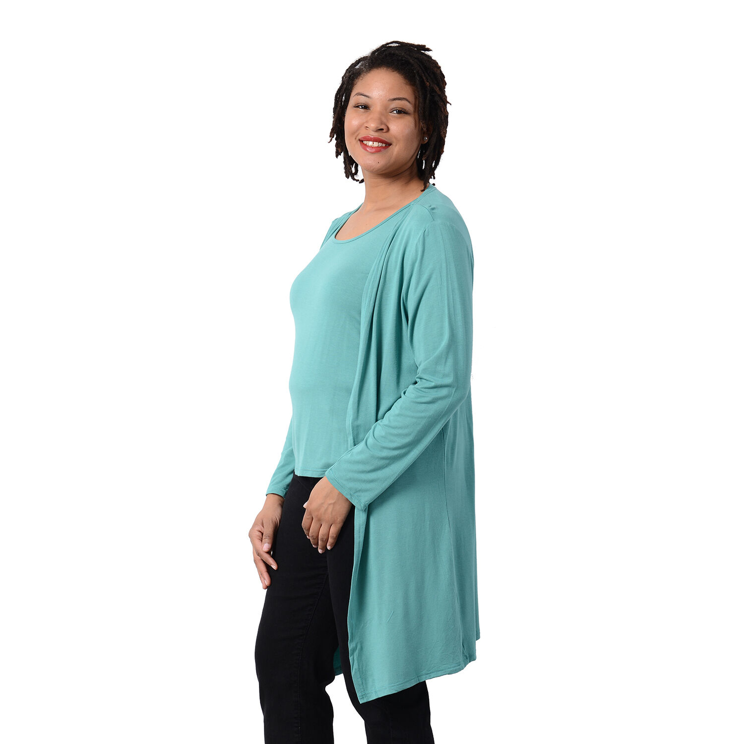 2 Piece Set - Matching Cardigan and Tank Top in Solid Mint Green