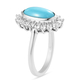 Arizona Sleeping Beauty Turquoise and Natural Cambodian Zircon Ring in Platinum Overlay Sterling Silver 2.59 Ct.