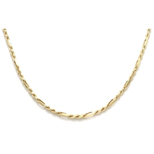 Maestro Collection- 9K Yellow Gold Figaro Rope Necklace (Size - 20) with Lobster Clasp, Gold Wt 9.00