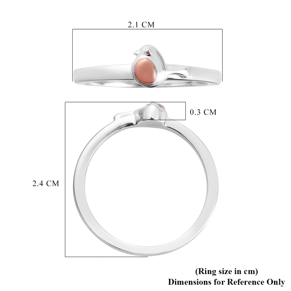 Rose Gold and Platinum and Overlay Sterling Silver Robin Bird Ring