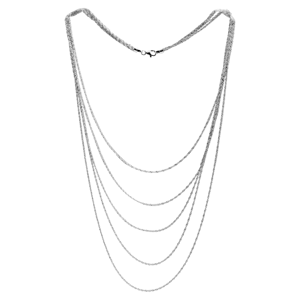 Close Out Deal Rhodium Plated Sterling Silver 5 Strand Prince of Wales Chain (Size 22), Silver wt 11
