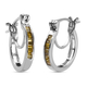 Yellow Diamond Hoop Earrings (with Clasp) in Platinum Overlay Sterling Silver 0.25 Ct.