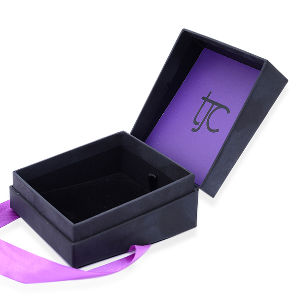 Luxury Black Large Jewellery Gift Box With Purple Ribbon [8.8x8.4x4.5cm]