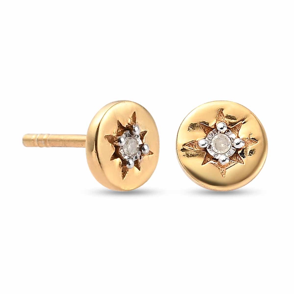 Diamond Stud Earrings (with Push Back) in Gold Overlay Sterling Silver