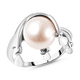 LUCYQ Molten Pearl Collection - White Edison Pearl Ring in Rhodium Overlay Sterling Silver
