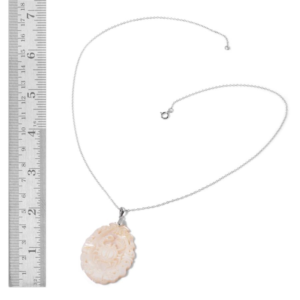 White Shell ZODIAC Cancer Pendant With Chain in Sterling Silver