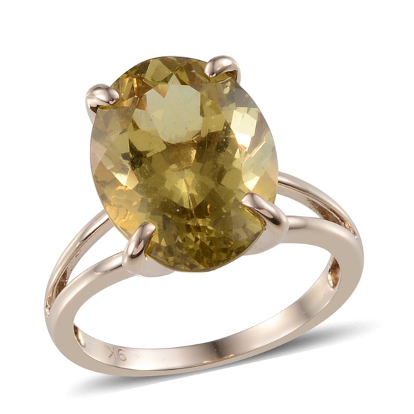 9K Y Gold Natural Madagascar Yellow Apatite (Ovl) Solitaire Ring 8.500 Ct.