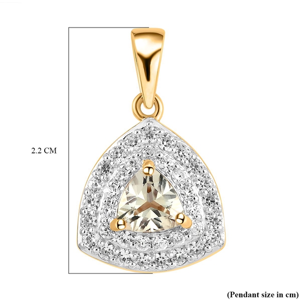 Turkizite and Natural Cambodian Zircon Pendant in Vermeil Yellow Gold Overlay Sterling Silver 1.39 Ct.