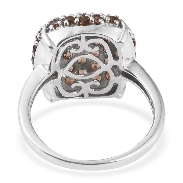 Jenipapo Andalusite (Rnd) Cluster Ring in Platinum Overlay Sterling Silver 2.750 Ct.