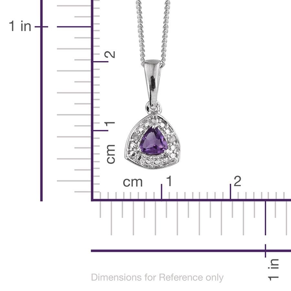 Amethyst (Trl), Diamond Pendant with Chain and Lever Back Earrings in Platinum Overlay Sterling Silver 0.780 Ct.