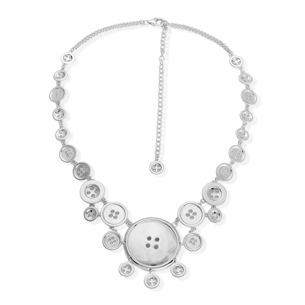 LucyQ Button Necklace (Size 19.50 with Extender) in Rhodium Plated Sterling Silver 67.25 Gms.
