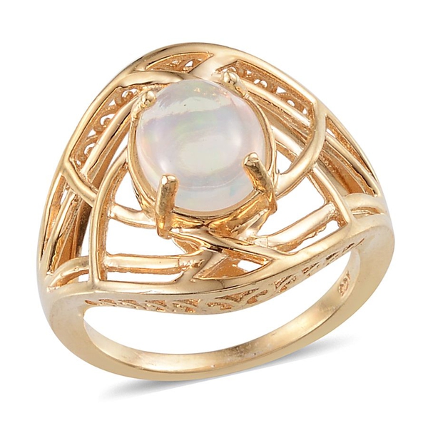 Ethiopian Welo Opal (Ovl) Solitaire Ring in 14K Gold Overlay Sterling Silver 1.750 Ct.