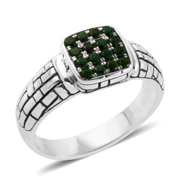 Bali Legacy Collection  Diopside Cluster Ring in Silver
