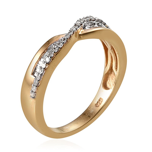 Diamond Criss Cross Ring in 14K Gold Overlay Sterling Silver 0.25 Ct.