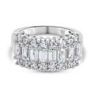 Lustro Stella Platinum Overlay Sterling Silver Ring (Size T) Made with Finest CZ 4.81 Ct.