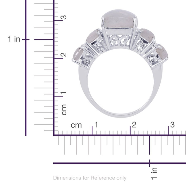 Rainbow Moonstone (Bgt 3.00 Ct), Diamond Ring in Platinum Overlay Sterling Silver 5.010 Ct.