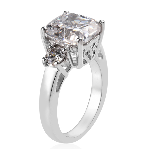 J Francis - Platinum Plated (Cush and Rnd) Ring Made with Finest CZ 9.17 Ct.