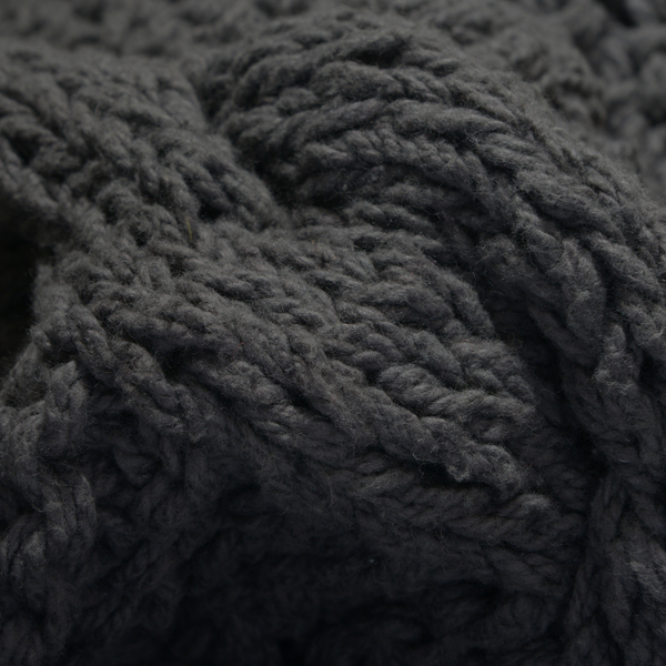 Cable Knit Pattern Dark Grey Colour Throw