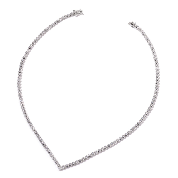(Option 1) ELANZA AAA Simulated Diamond (Rnd) Necklace (Size 18) in Rhodium Plated Sterling Silver