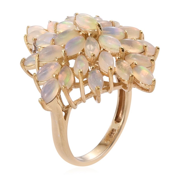 Ethiopian Welo Opal (Mrq) Cluster Ring in 14K Gold Overlay Sterling Silver 3.000 Ct.