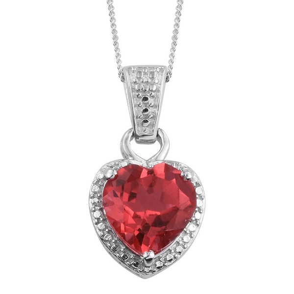 Padparadscha Quartz (Hrt) Solitaire Pendant With Chain in Platinum Overlay Sterling Silver 3.750 Ct.