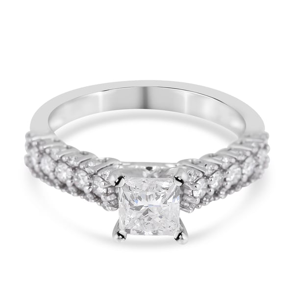 NY Close Out Deal 14K White Gold Independent Laboratory Certified Diamond (I1-G-H) Ring 1.40 Ct, Gol