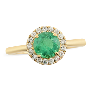 ILIANA 18K Yellow Gold AAA Boyaca Colombian Emerald and Diamond (SI/G-H) Ring 1.30 Ct.