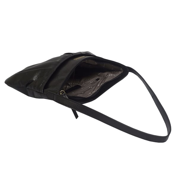 ASSOTS LONDON Evie Genuine Pebble Grain Leather Shoulder Bag - Black