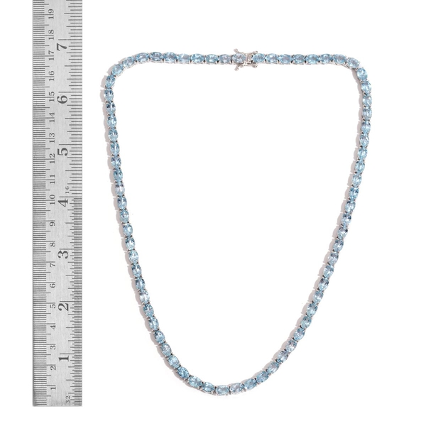 Sky Blue Topaz (Ovl) Necklace (Size 20) in Platinum Overlay Sterling Silver 61.500 Ct.