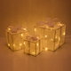 Set of 3 - 15,20,25cm Tall Lamp with Warm 40 LED Light - White with Snow Effect